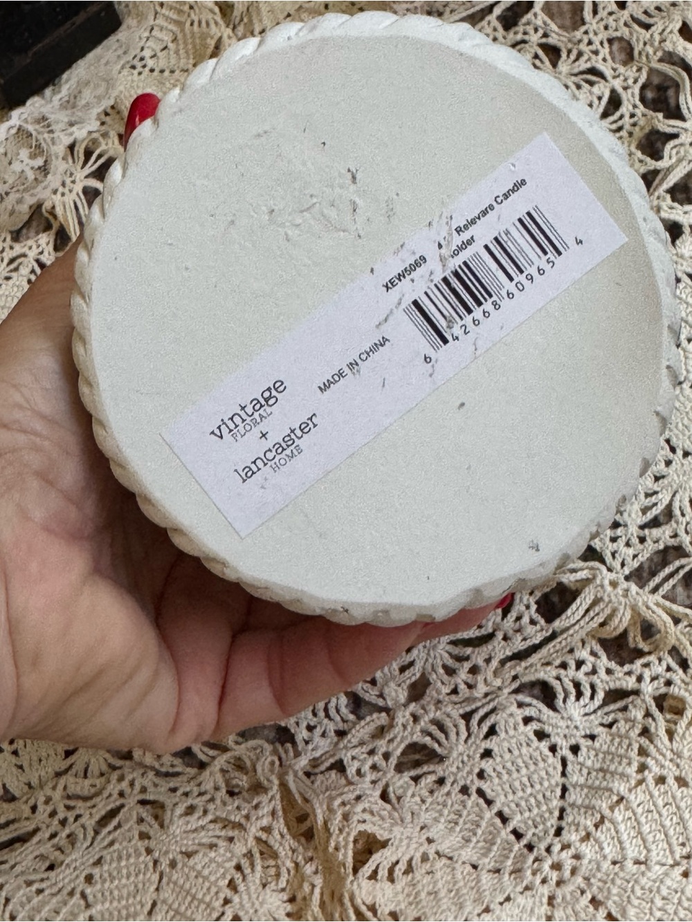 White Distressed Decorative Pillar Candle Holder - Picture 2 of 5
